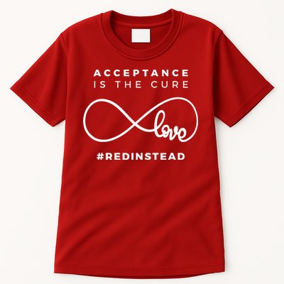 Red Instead Acceptance Of Autism Tall T-Shirt