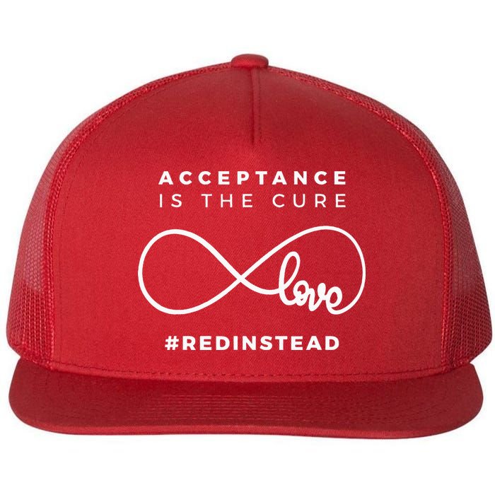 Red Instead Acceptance Of Autism Flatbill Hat
