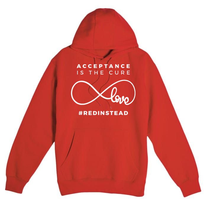 Red Instead Acceptance Of Autism Premium Pullover Hoodie