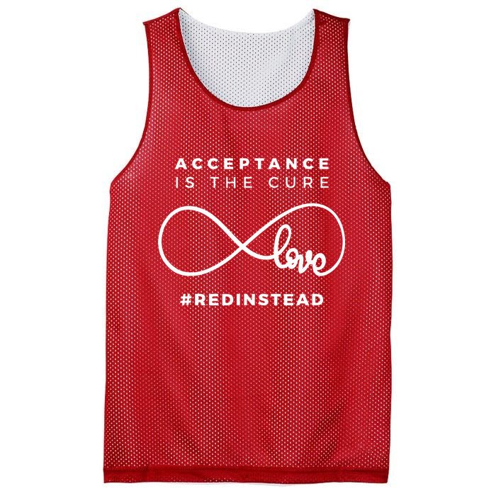 Red Instead Acceptance Of Autism Mesh Reversible Basketball Jersey Tank