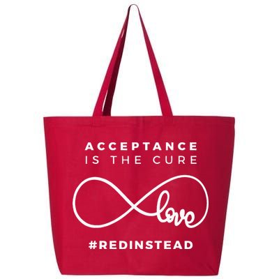 Red Instead Acceptance Of Autism 25L Jumbo Tote
