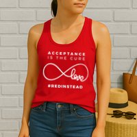 Red Instead Acceptance Of Autism Womens Tank Top