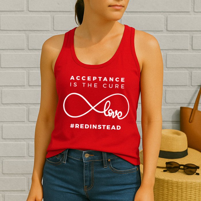 Red Instead Acceptance Of Autism Womens Tank Top