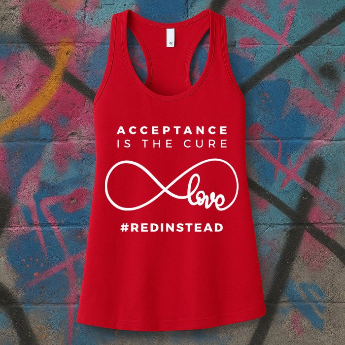 Red Instead Acceptance Of Autism Womens Tank Top