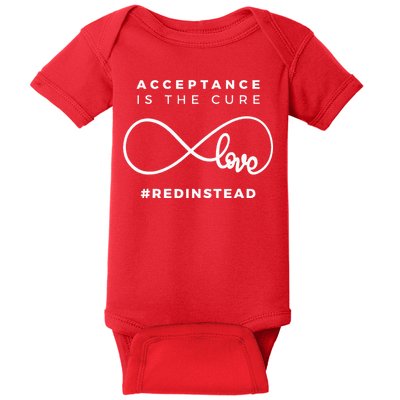 Red Instead Acceptance Of Autism Baby Bodysuit