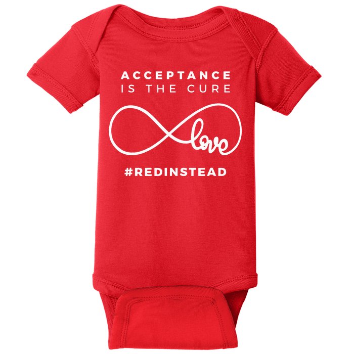 Red Instead Acceptance Of Autism Baby Bodysuit