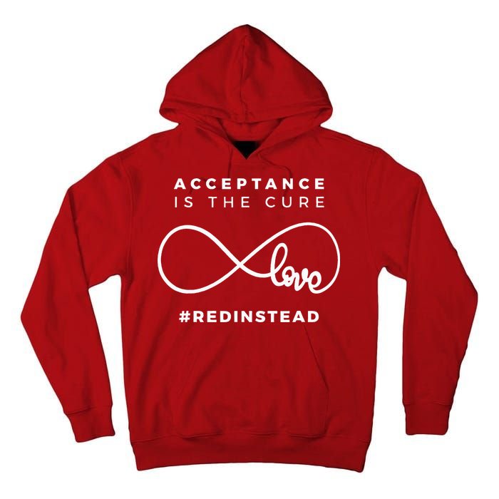 Red Instead Acceptance Of Autism Tall Hoodie