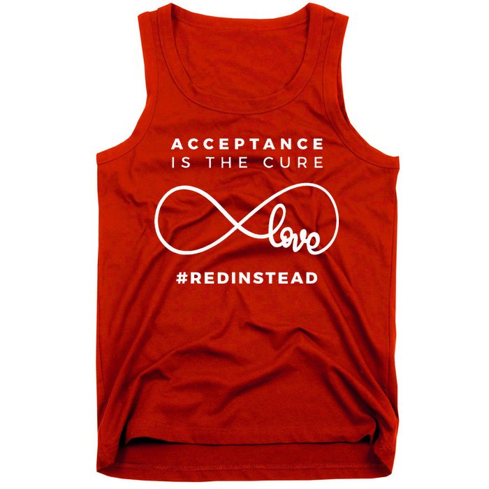 Red Instead Acceptance Of Autism Tank Top