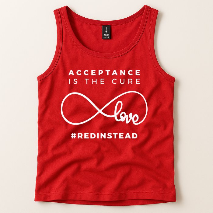 Red Instead Acceptance Of Autism Tank Top