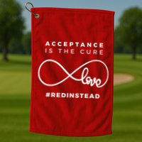 Red Instead Acceptance Of Autism Golf Towel