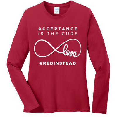 Red Instead Acceptance Of Autism Ladies Long Sleeve Shirt