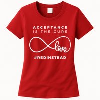 Red Instead Acceptance Of Autism Womens T-Shirt