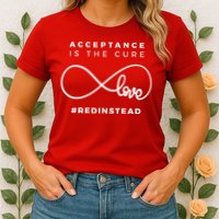 Red Instead Acceptance Of Autism Womens T-Shirt