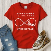 Red Instead Acceptance Of Autism Womens T-Shirt