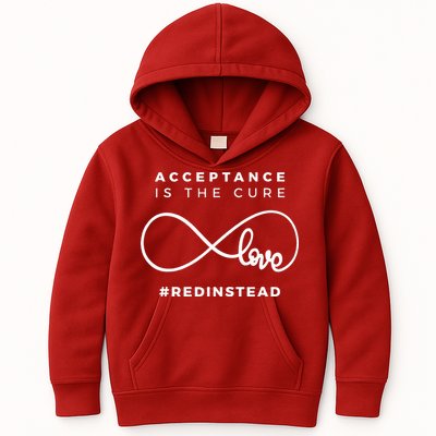 Red Instead Acceptance Of Autism Kids Hoodie