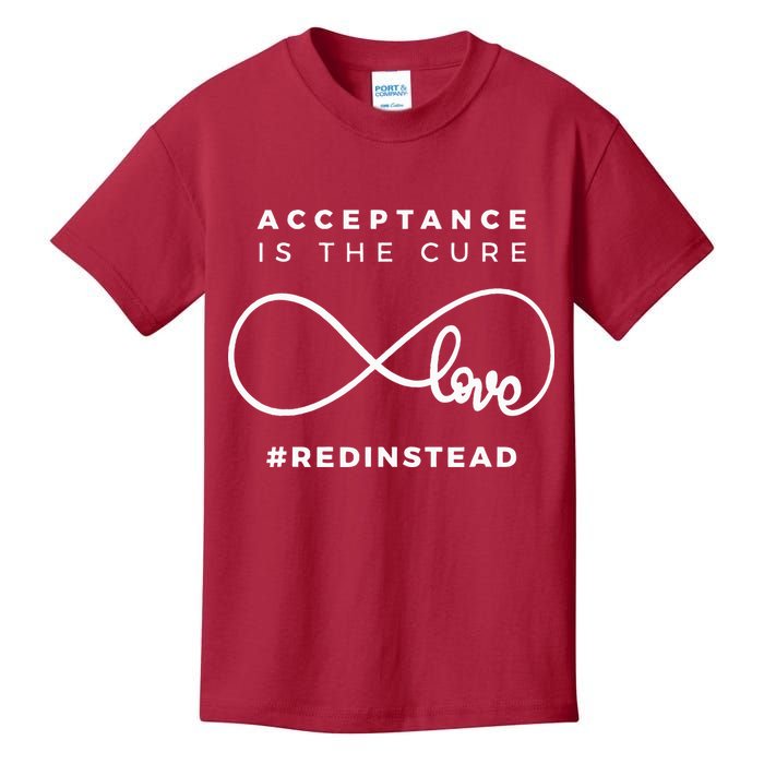 Red Instead Acceptance Of Autism Kids T-Shirt