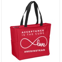 Red Instead Acceptance Of Autism Zip Tote Bag