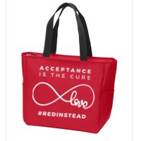 Red Instead Acceptance Of Autism Zip Tote Bag