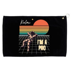 Relax Im A Pro Featuring Astronaut In Retro Space Grommeted Golf Towel