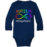 Red Instead Autism Cute Autism Acceptance Baby Long Sleeve Bodysuit