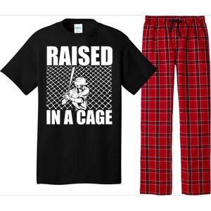 Raised In A Cage Baseball Training Batter Catcher Pitch Gift Pajama Set