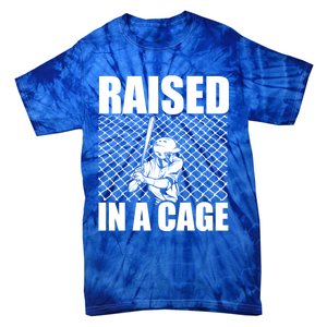 Raised In A Cage Baseball Training Batter Catcher Pitch Gift Tie-Dye T-Shirt