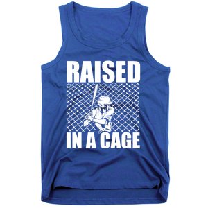 Raised In A Cage Baseball Training Batter Catcher Pitch Gift Tank Top