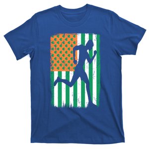 Running Irish American Flag St Patrick's Day Marathon Runner Funny Gift T-Shirt