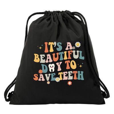Retro Its A Beautiful Day To Save Th Dental Dentist Drawstring Bag