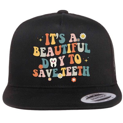 Retro Its A Beautiful Day To Save Th Dental Dentist Flatbill Hat
