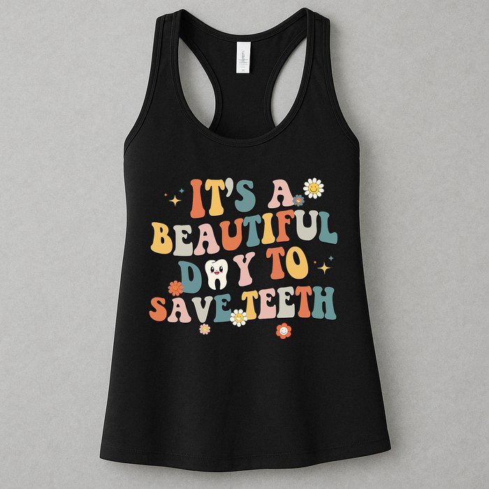 Retro Its A Beautiful Day To Save Th Dental Dentist Womens Tank Top