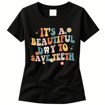 Retro Its A Beautiful Day To Save Th Dental Dentist Womens T-Shirt