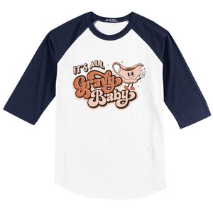 Retro Its All Gravy Thanksgiving Dinner Gravy Boat Great Gift Baseball Sleeve Shirt