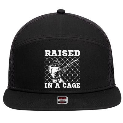 Raised In A Cage Baseball Training Batter Catcher Pitch 7 Panel Mesh Trucker Snapback Hat