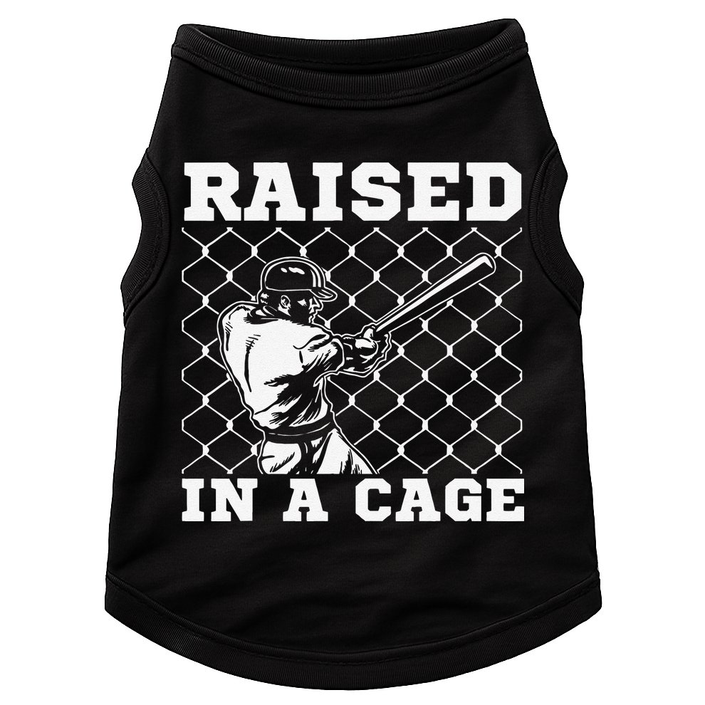 Raised In A Cage Baseball Training Batter Catcher Pitch Doggie Tank