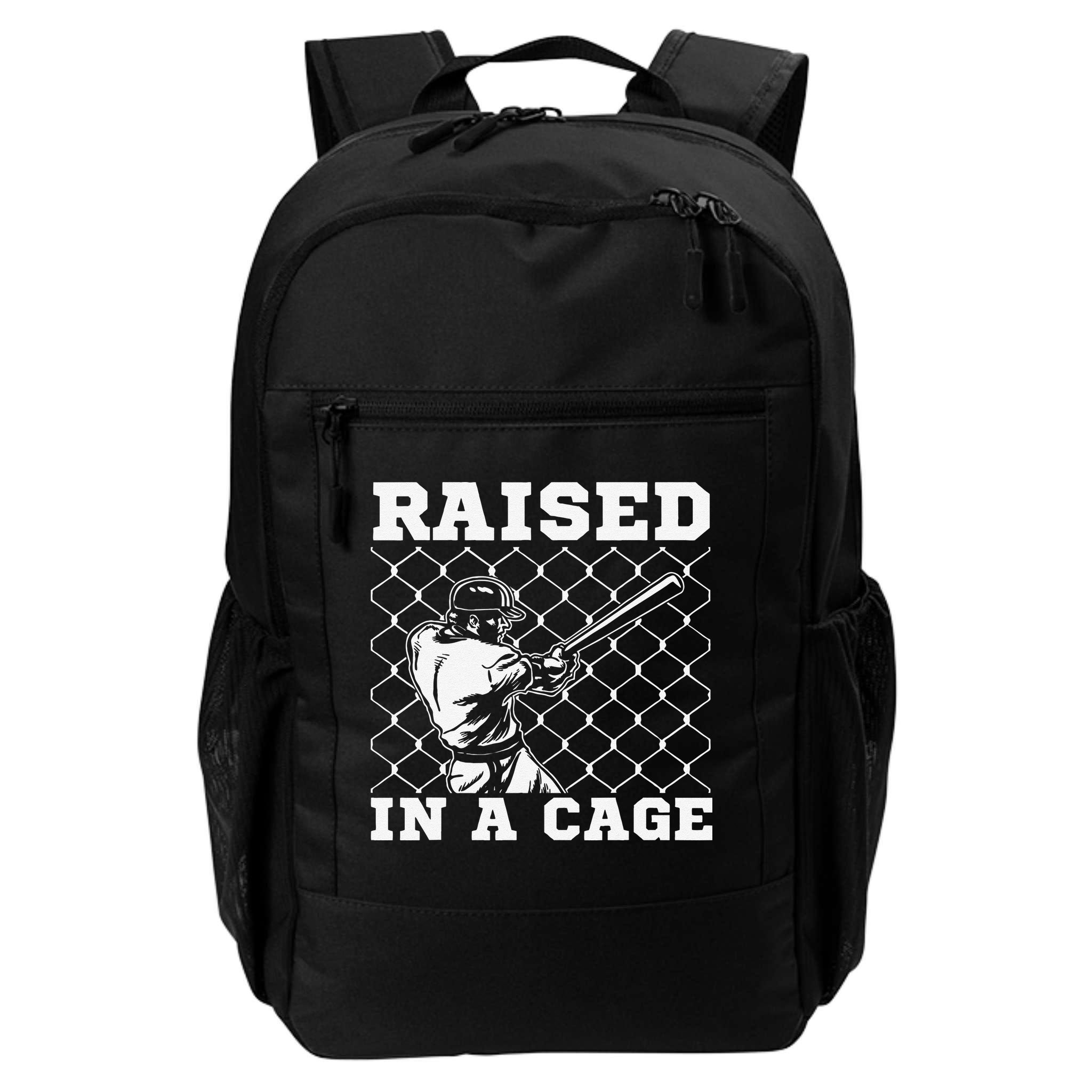 Raised In A Cage Baseball Training Batter Catcher Pitch Backpack