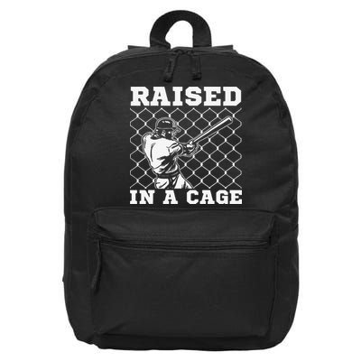 Raised In A Cage Baseball Training Batter Catcher Pitch 16 in Basic Backpack