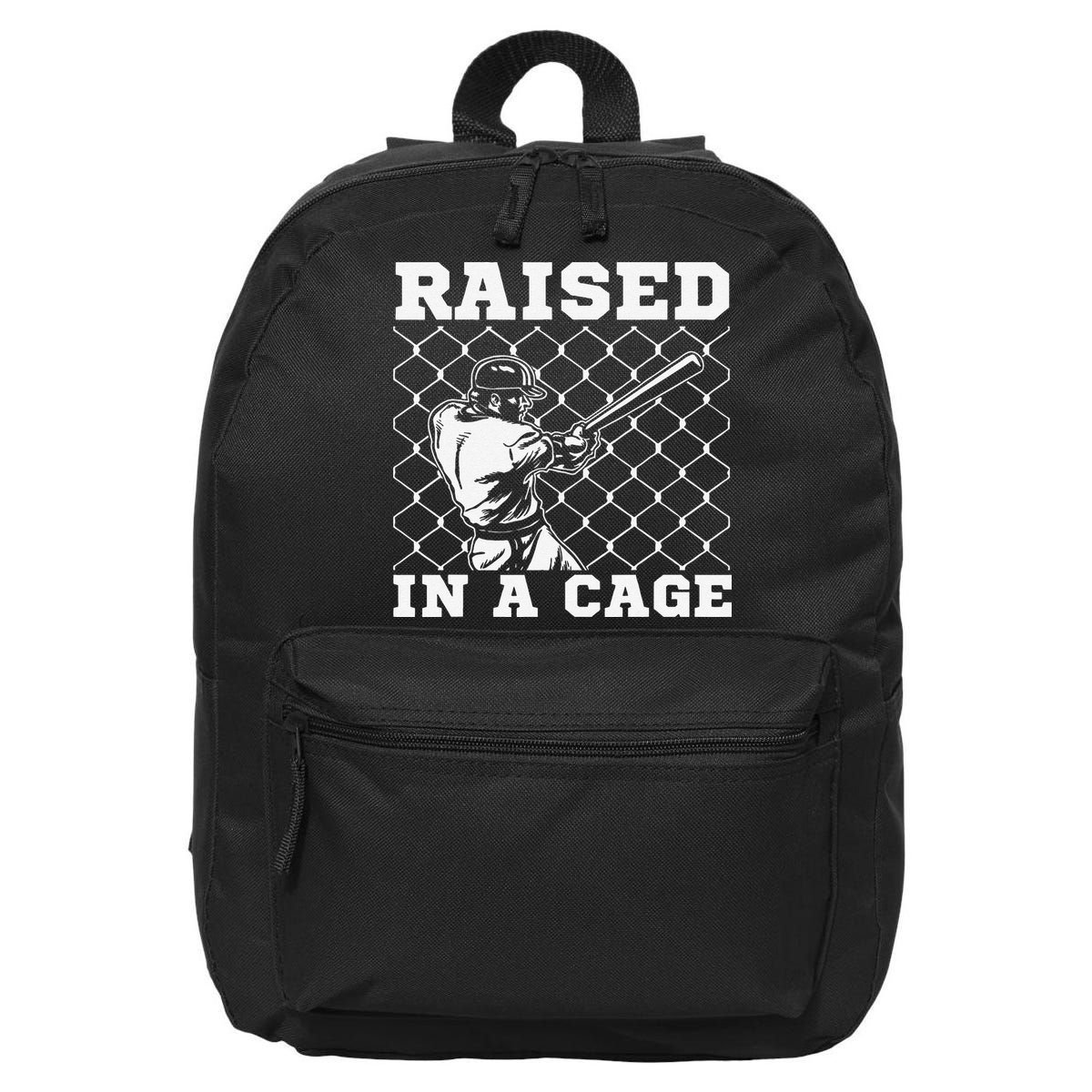 Raised In A Cage Baseball Training Batter Catcher Pitch 16 in Basic Backpack