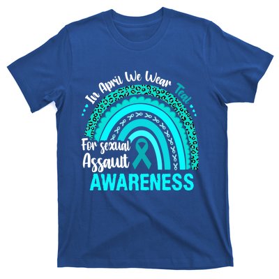 Rainbow In April We Wear Teal Sexual Assault Awareness Gift T-Shirt