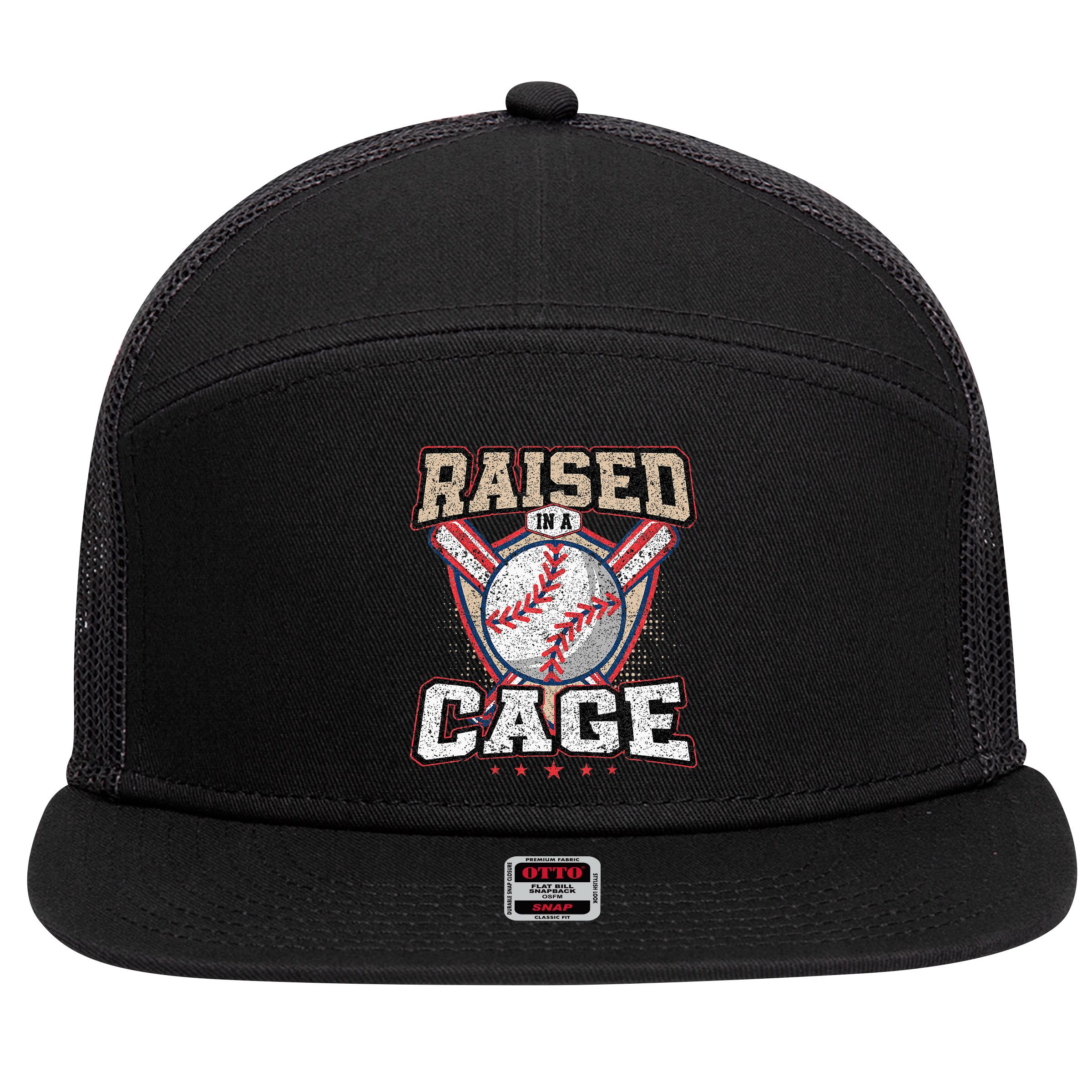 Raised In A Cage 7 Panel Mesh Trucker Snapback Hat