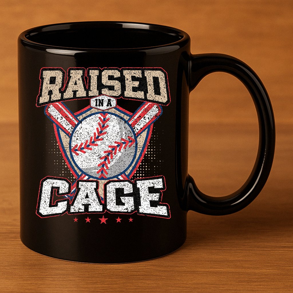 Raised In A Cage 11oz C Handle Ceramic Mug