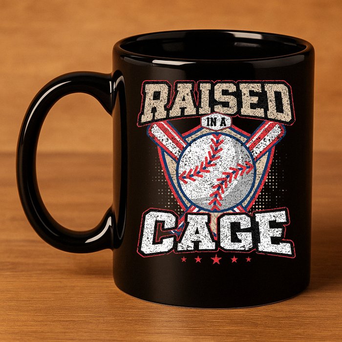 Raised In A Cage 11oz C Handle Ceramic Mug