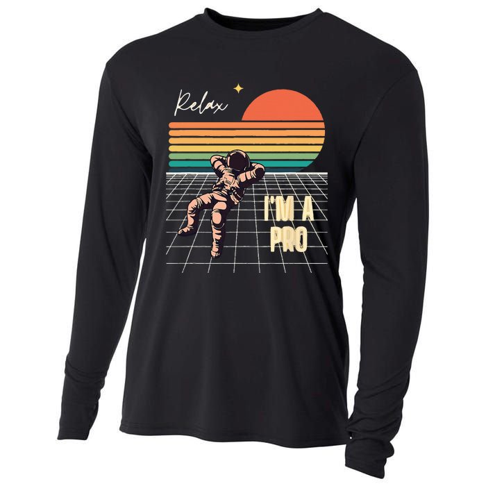 Relax Im A Pro Featuring Astronaut In Retro Space Cooling Performance Long Sleeve Crew