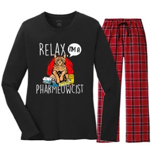 Relax I'm A Pharmeowcist Pharmacist Cat Lover Pharmacology Women's Long Sleeve Flannel Pajama Set 