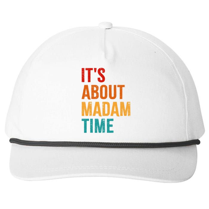 Retro ItS About Madam Time Snapback Five-Panel Rope Hat