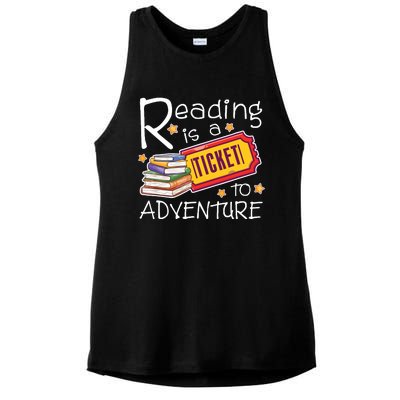 Reading Is A Ticket To Adventure Reading Ladies PosiCharge Tri-Blend Wicking Tank