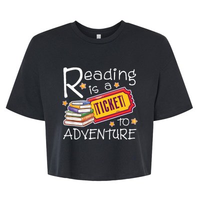 Reading Is A Ticket To Adventure Reading Bella+Canvas Jersey Crop Tee