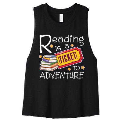 Reading Is A Ticket To Adventure Reading Women's Racerback Cropped Tank