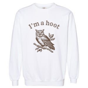 Retro IM A Hoot Owl Bird Pun Sarcastic Jokes Women Garment-Dyed Sweatshirt