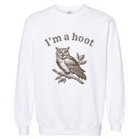 Retro IM A Hoot Owl Bird Pun Sarcastic Jokes Women Garment-Dyed Sweatshirt